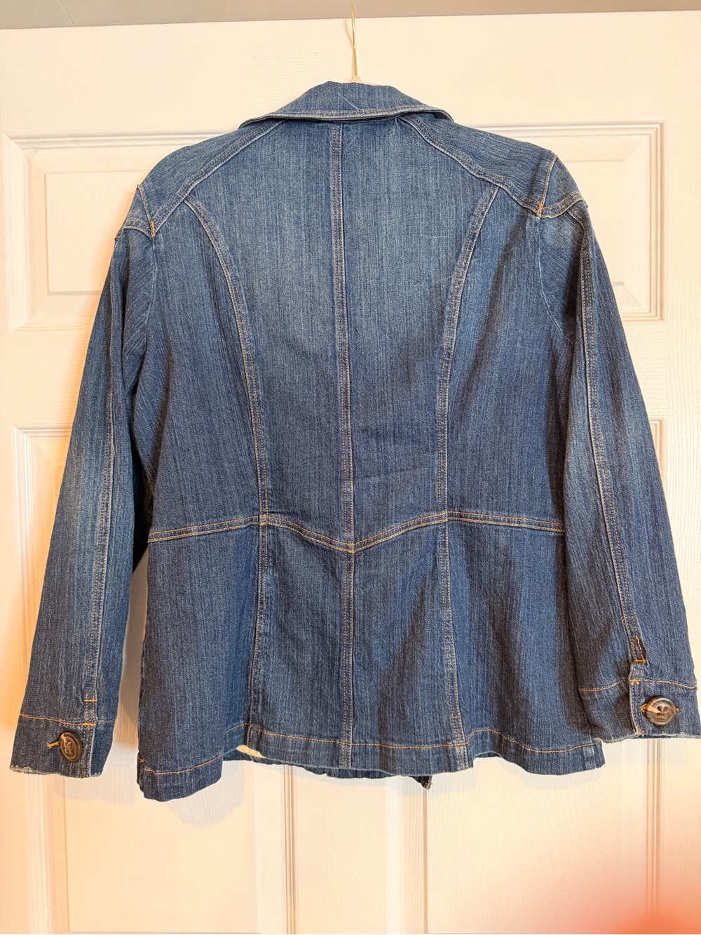 Cabi Denim Double-Breasted Pea Coat Style Jacket - Blue - Picture 2 of 3